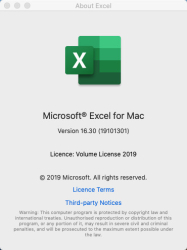 : Microsoft Excel 2019 For Mac v16.33