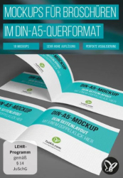 : PSD Tutorials Mockups fuer Broschueren im A5 Querformat