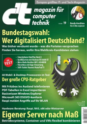 : c't Magazin für Computertechnik No 19 vom 28  August 2021
