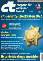 :  ct Magazin für Computertechnik No 20 vom 11 September 2021