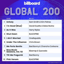 : Billboard Global 200 Singles Chart 08.10.2022