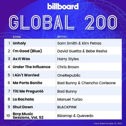 : Billboard Global 200 Singles Chart 15.10.2022